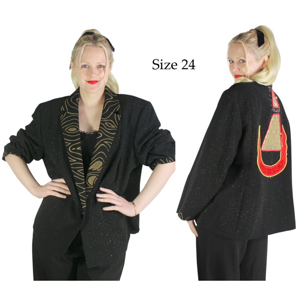Desperately Seeking 80s Pyramid Style Size 24 Black Glitter Susan Jacket